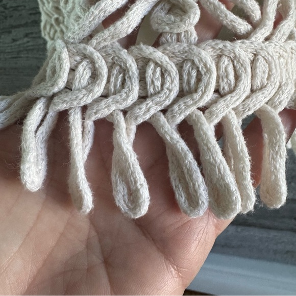 DKNY Jeans Women’s Macramé Knit Top 3X Beige Boho Festival Tank (F1) - Picture 4 of 10